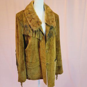 Vintage Genuine Leather and Real Fur Fringe Jacket